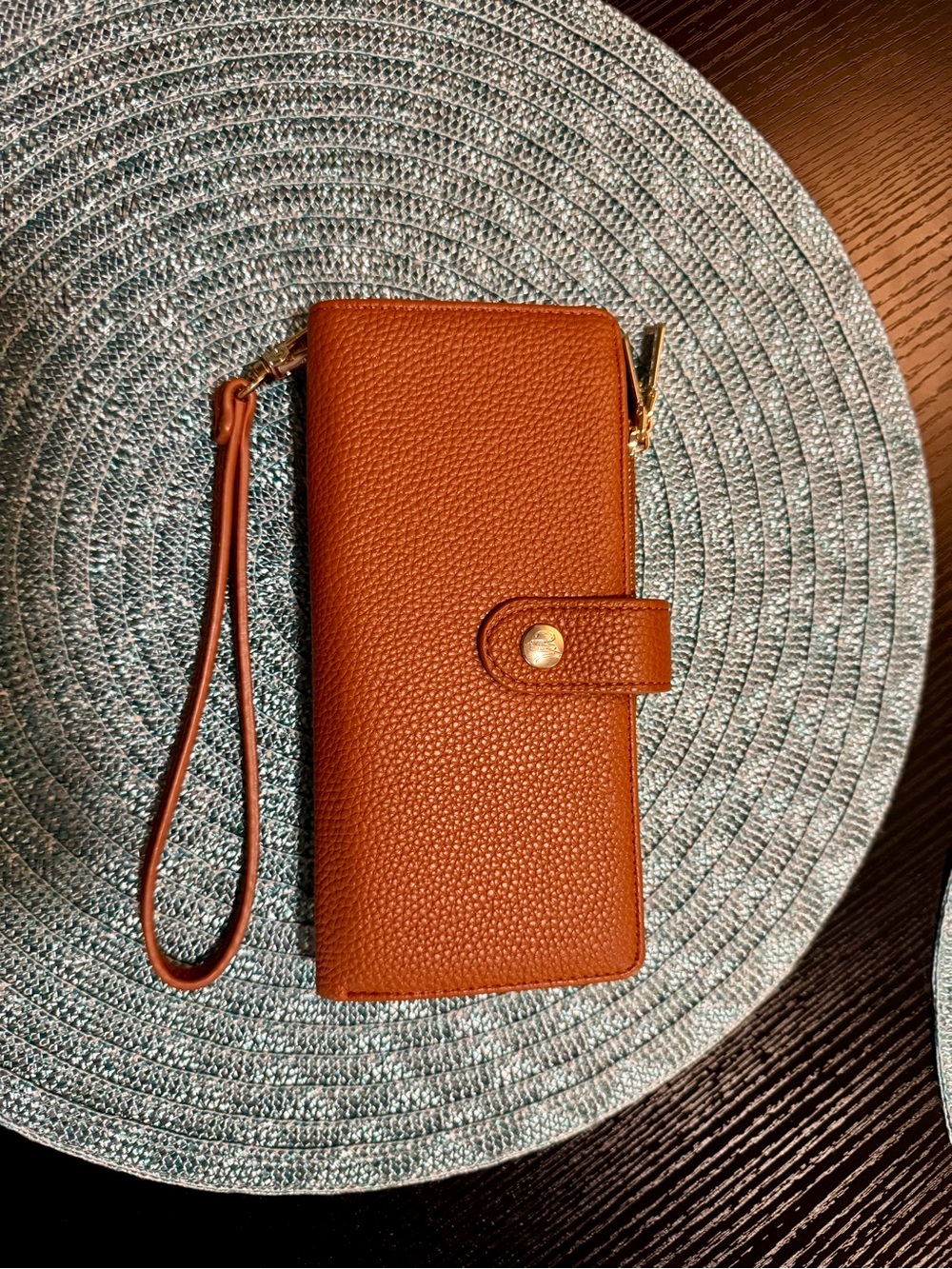 Montana West Pebbled Wristlet in Cognac